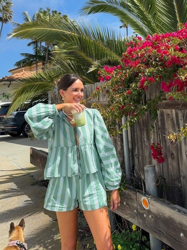 Ensemble rayé | Coton léger | Look estival décontracté | Vacances & journées ensoleillées