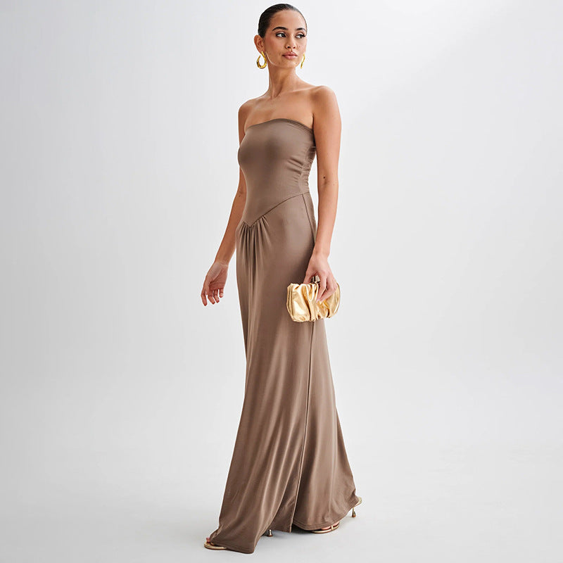 Robe Longue Bustier | Drapée et Élégante | Idéale pour Soirées Chic et Cérémonies