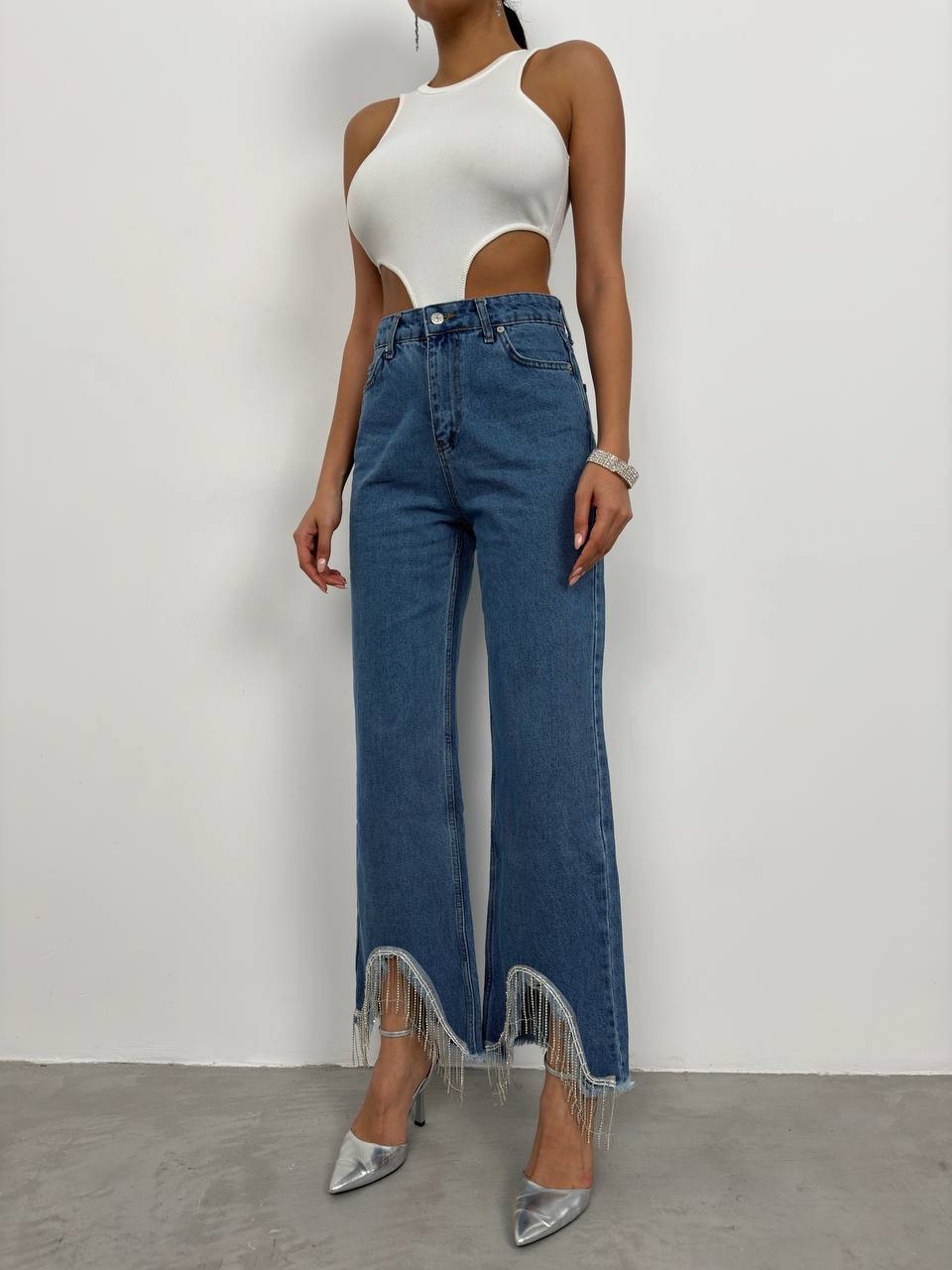 Jean à Franges | Denim | Taille Haute | Idéal pour festivals et brunchs d’été