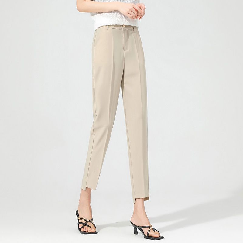 Pantalon Droit | Taille Mi-Haute | Plis Marqués | Idéal pour bureau et déjeuners d’affaires
