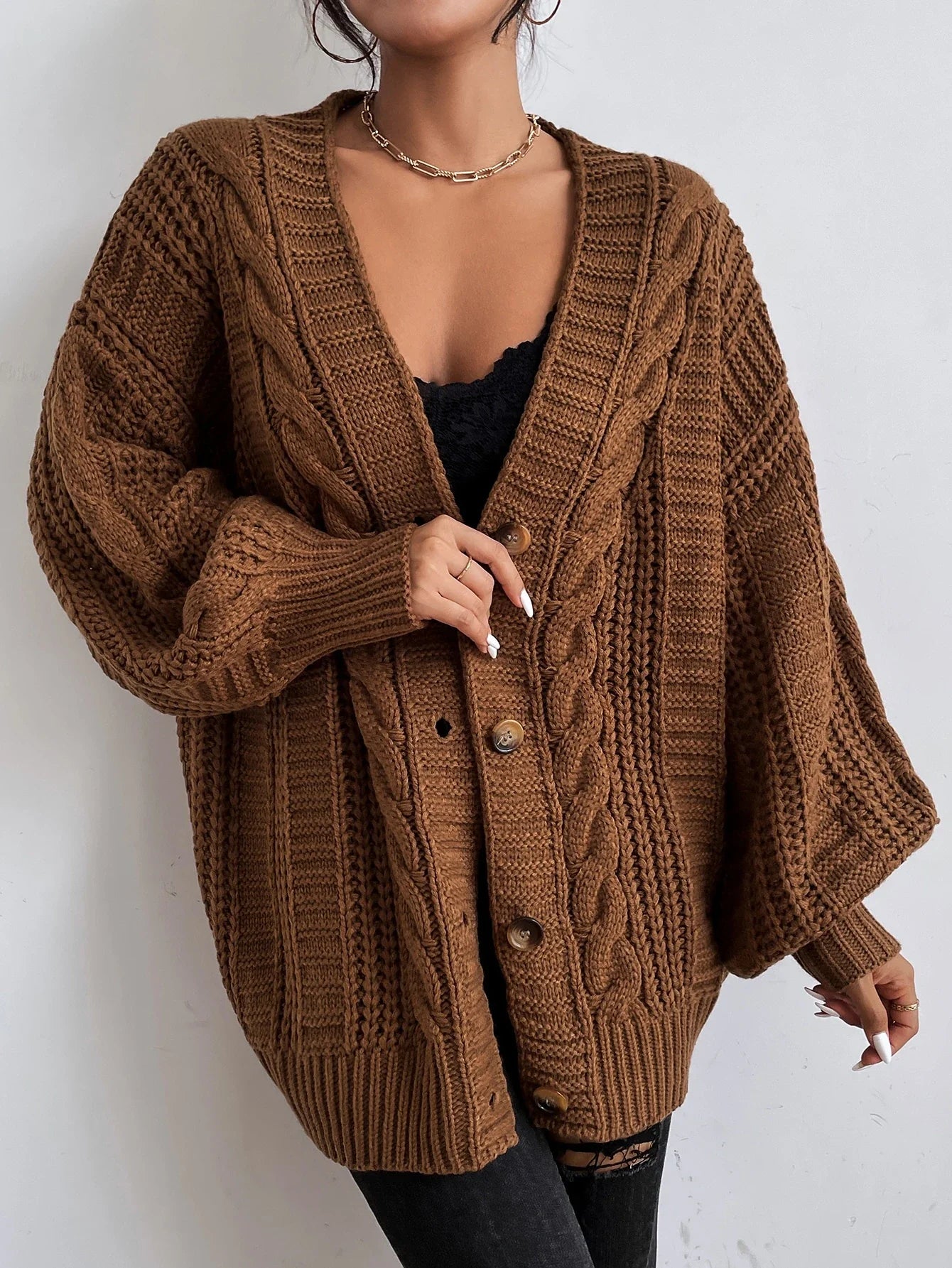 Cardigan en maille torsadée | Chaud et décontracté | Pour les tenues cocooning et les sorties détente