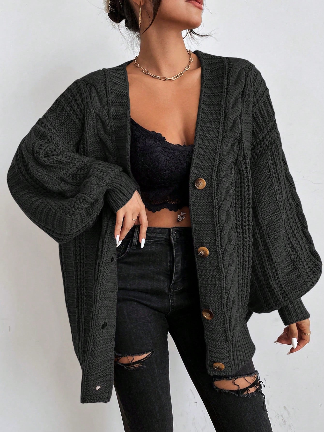 Cardigan en maille torsadée | Chaud et décontracté | Pour les tenues cocooning et les sorties détente