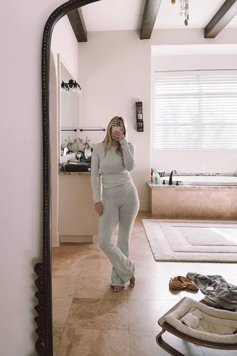 Ensemble Détente | Haut Manches Longues et Pantalon Fluide | Idéal pour Moments Décontractés ou Journées Off