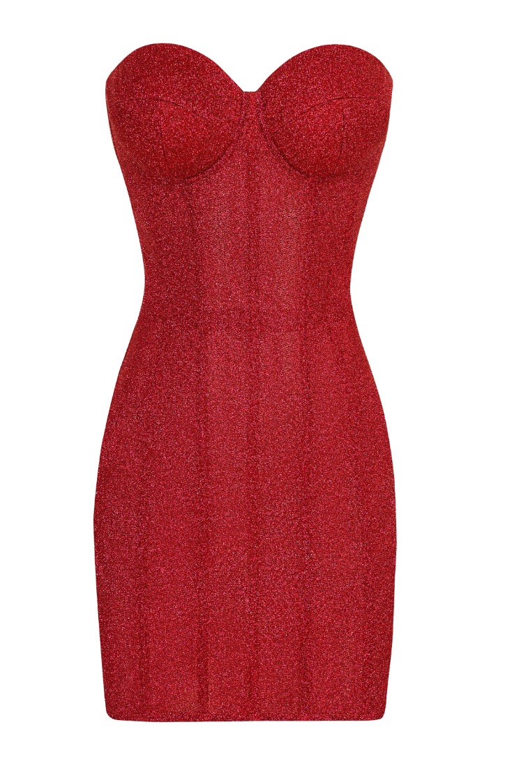 Robe Bustier | Coupe Moulante Scintillante | Laçage au Dos | Idéale pour Soirée Chic ou Événement