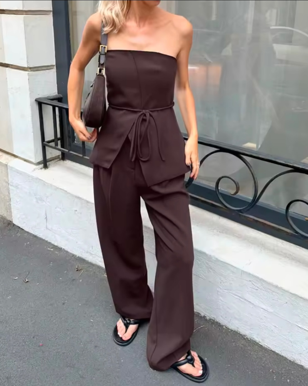 Ensemble Bustier | Pantalon Large | Confort et Élégance | Idéal pour sorties citadines