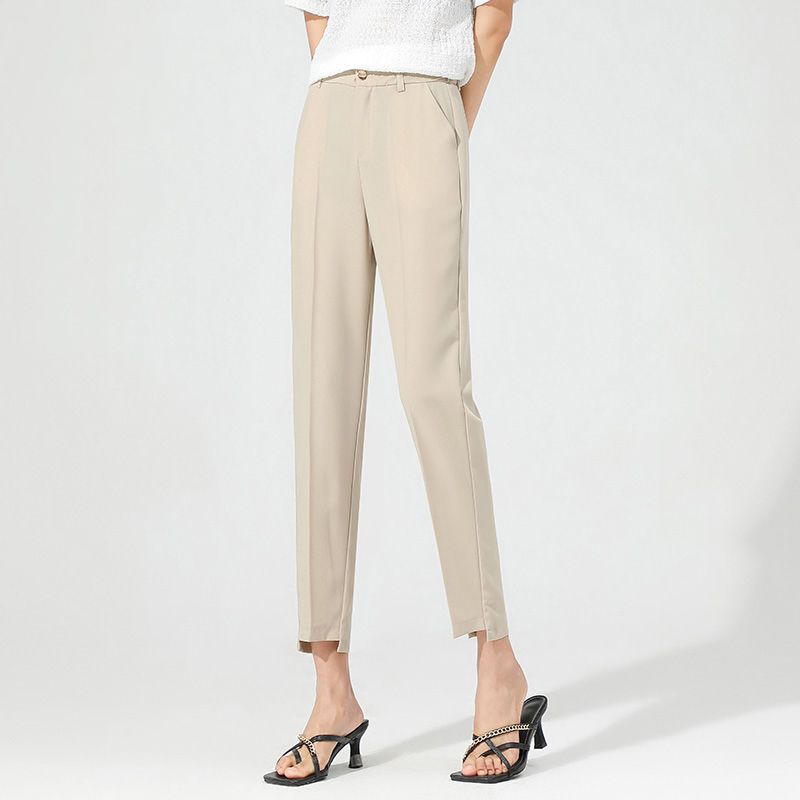 Pantalon Droit | Taille Mi-Haute | Plis Marqués | Idéal pour bureau et déjeuners d’affaires