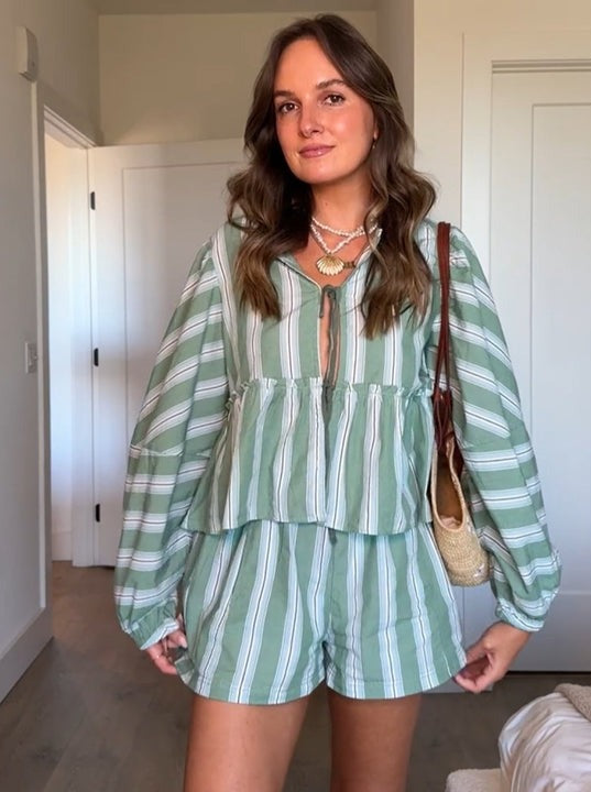 Ensemble rayé | Coton léger | Look estival décontracté | Vacances & journées ensoleillées