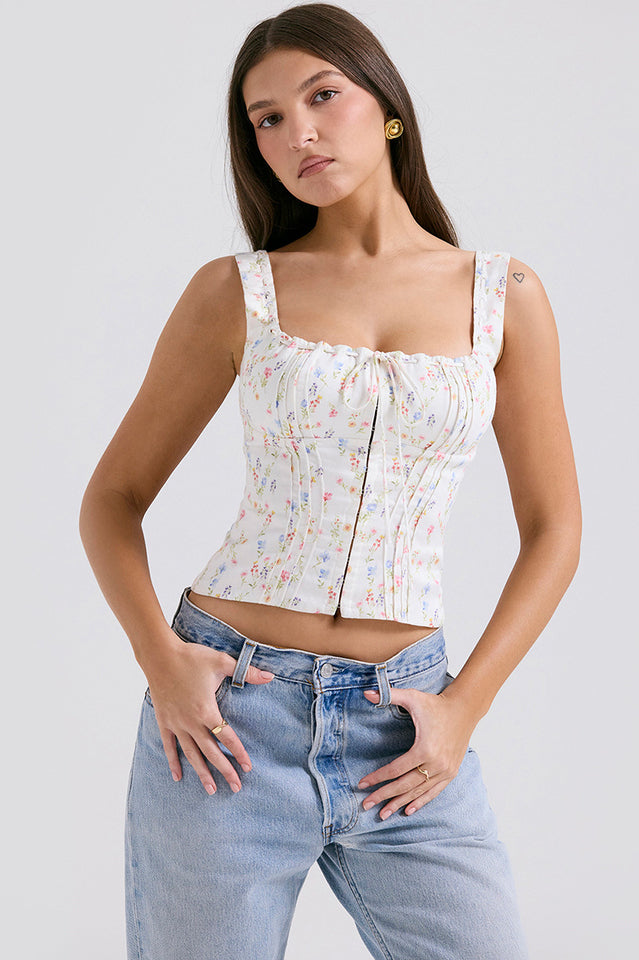Bustier Floral | Imprimé Floral | Coupe Ajustée | Idéal pour sorties estivales