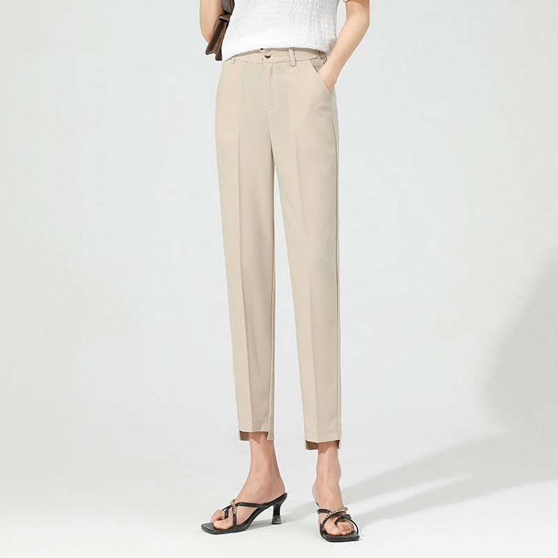 Pantalon Droit | Taille Mi-Haute | Plis Marqués | Idéal pour bureau et déjeuners d’affaires