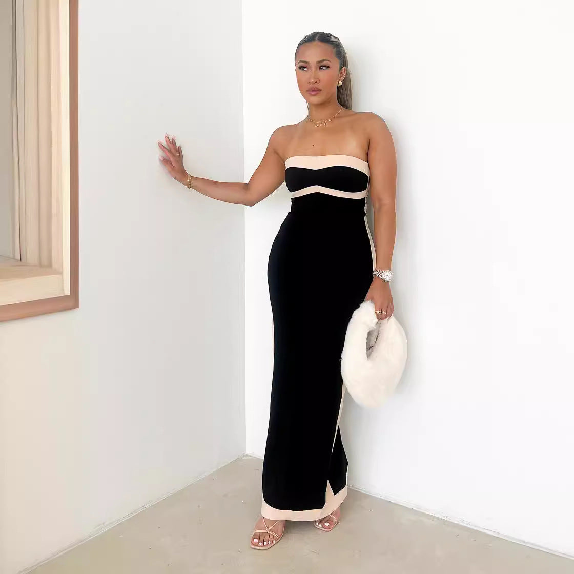 Robe Bustier Longue | Élégante et Structurée | Parfaite pour les Soirées Mondaines et Événements Chic