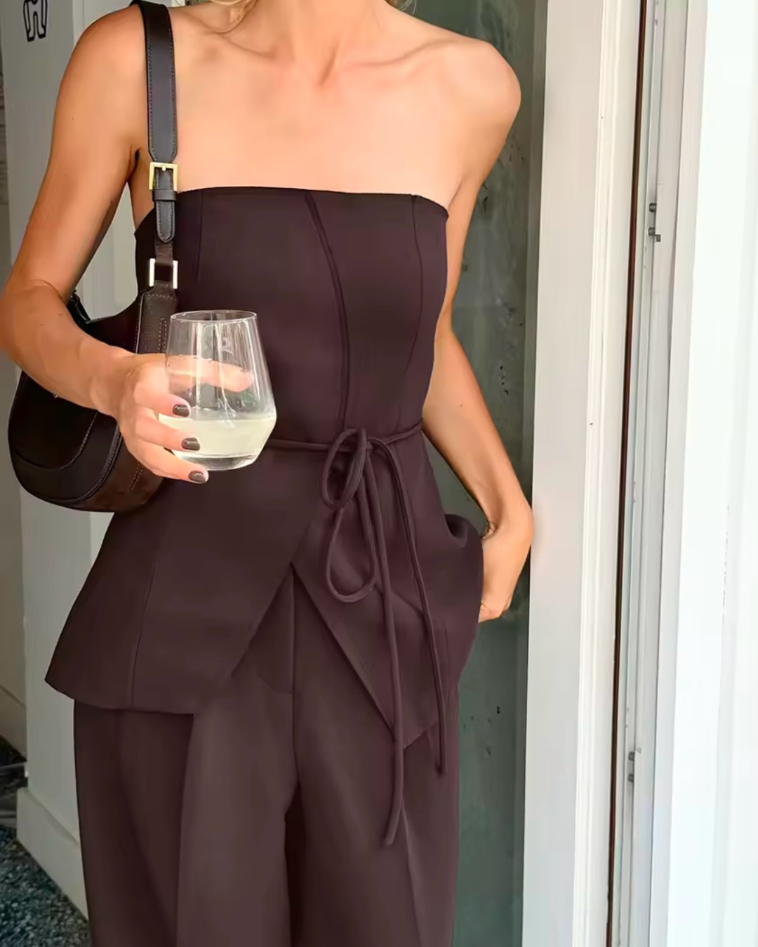 Ensemble Bustier | Pantalon Large | Confort et Élégance | Idéal pour sorties citadines