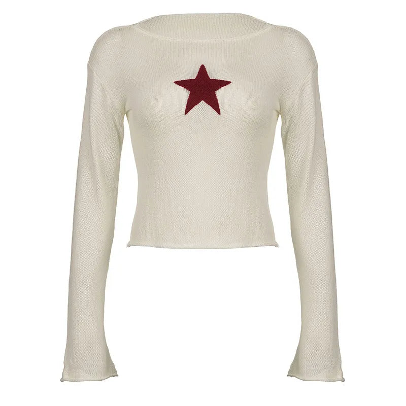 Pull Léger | Maille Transparente | Détail Étoile | Parfait pour un Look Décontracté et Tendance