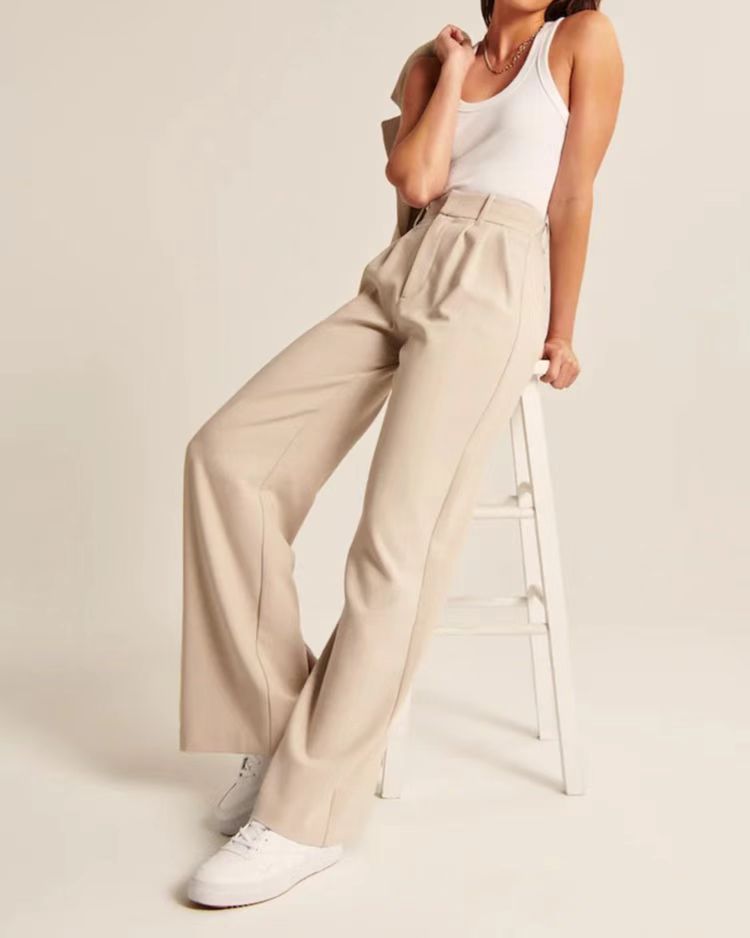 Pantalon Élégant | Taille Haute | Jambe Large et Flatteuse | Idéal pour le Bureau ou les Sorties Chic