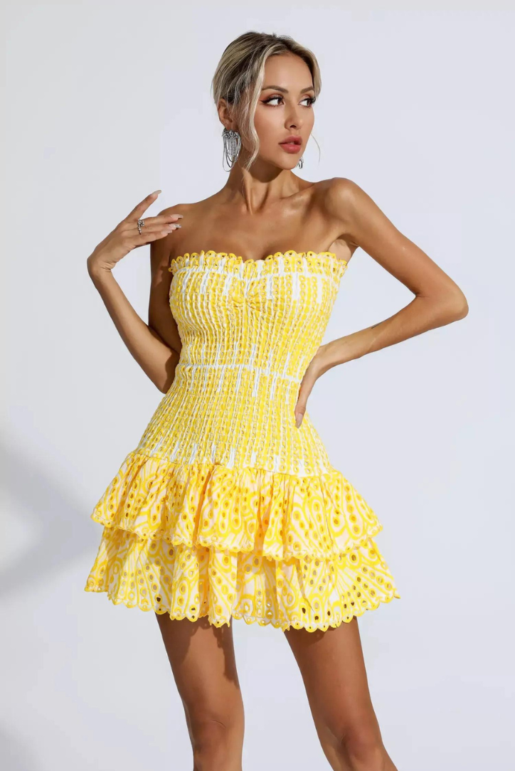 Robe Smockée | Coton Brodé & Volants | Escapades Estivales