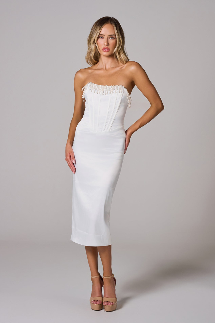 Robe Élégante | Bustier et Perles | Parfaite pour un événement chic ou une cérémonie