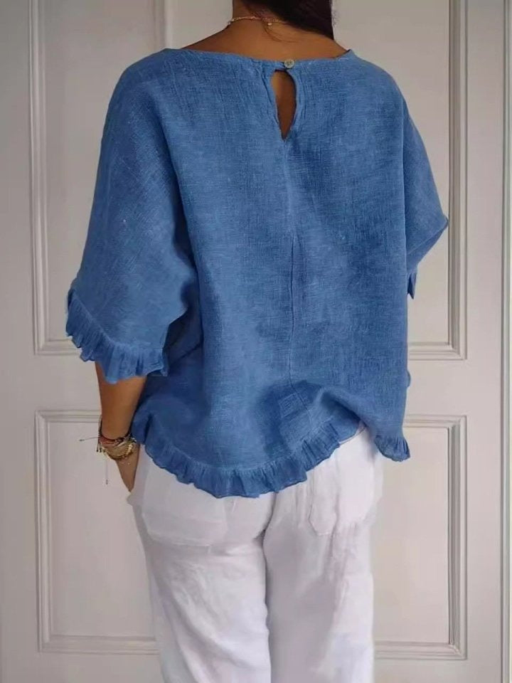 Haut Femme | Coton Léger | Coupe Ample et Volants | Parfait pour Été Décontracté