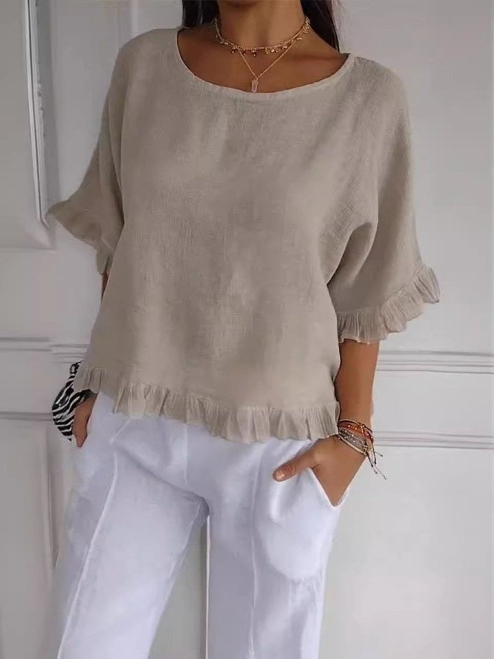 Haut Femme | Coton Léger | Coupe Ample et Volants | Parfait pour Été Décontracté