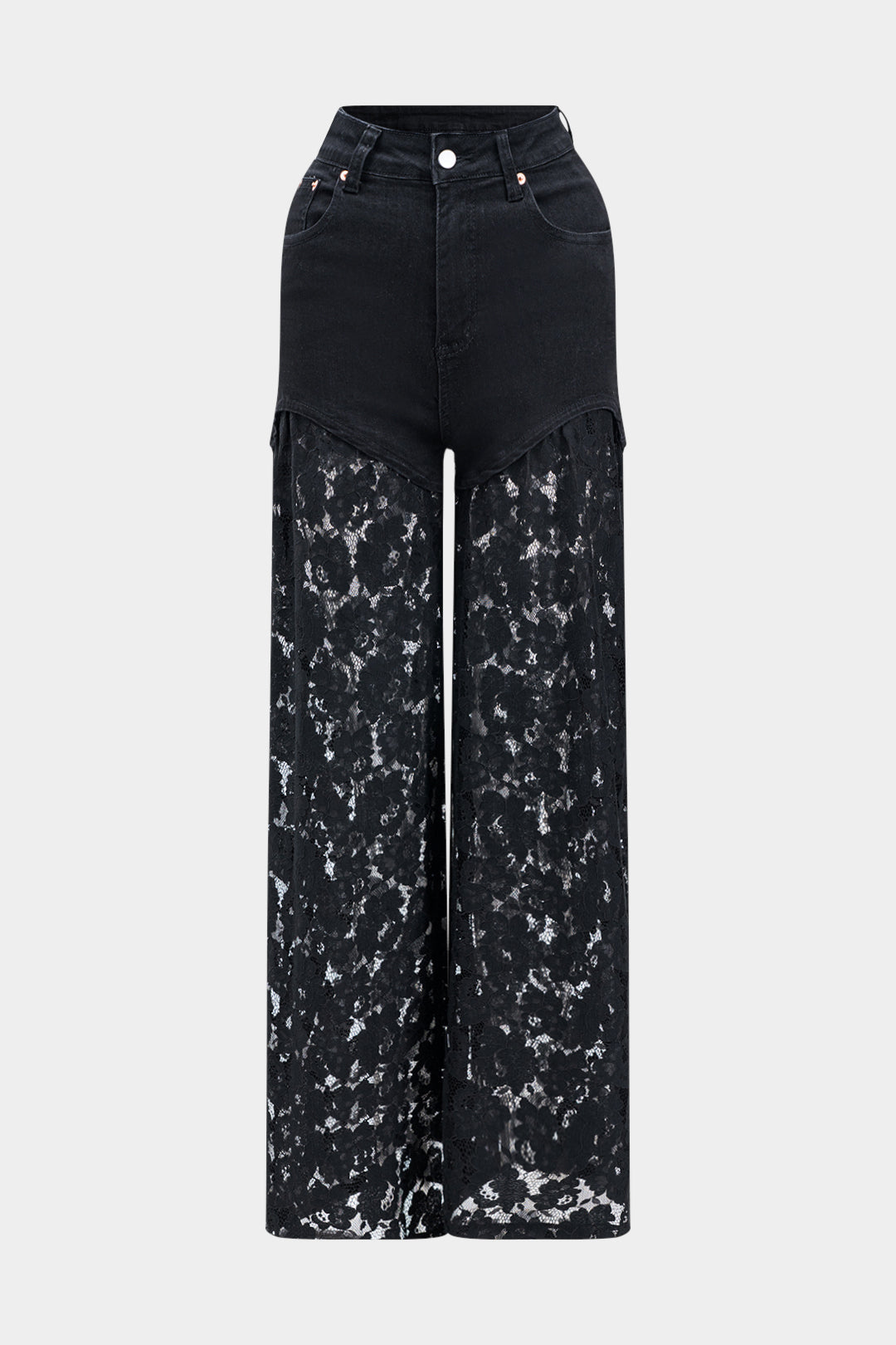 Pantalon en Jean | Dentelle | Taille Haute | Idéal pour soirées estivales