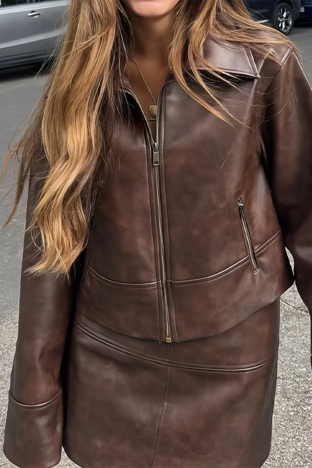 Ensemble Similicuir | Veste Courte & Jupe Mini | Idéal pour look urbain