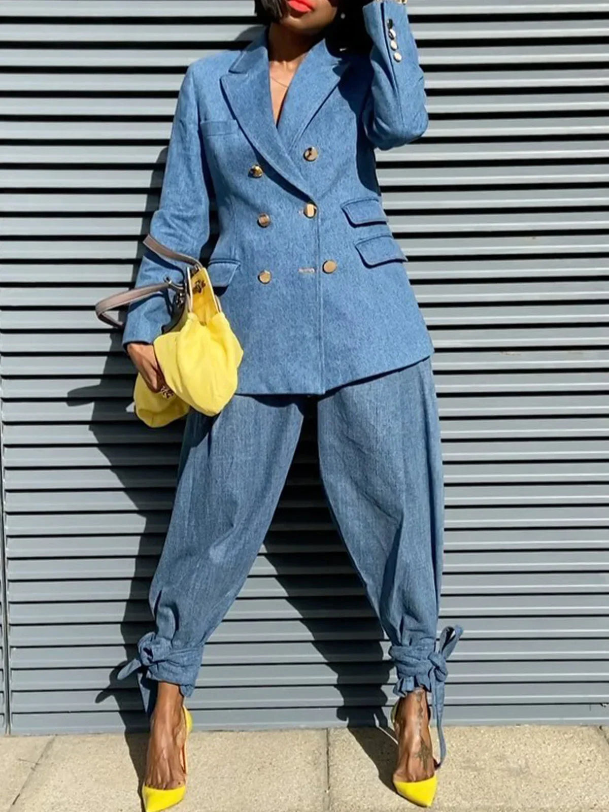 Ensemble Femme | Tailleur Denim Moderne | Idéal pour looks urbains et tenues audacieuses