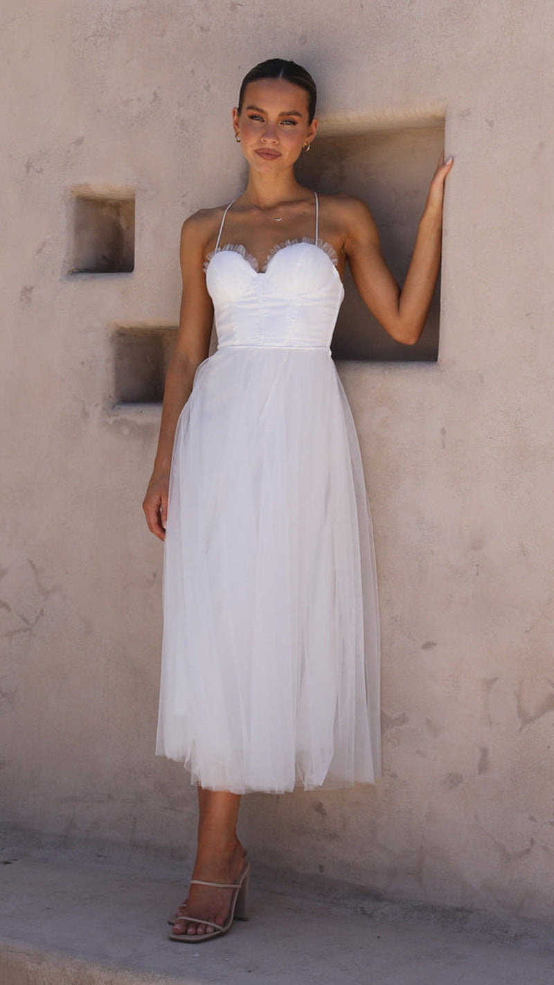 Robe de Cérémonie | Bustier Drapé et Jupe Tulle | Parfaite pour un mariage ou une garden party