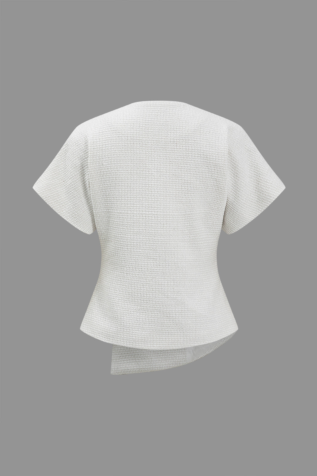 Top Cache-Cœur | Tweed Texturé | Coupe Asymétrique | Parfait pour bureau et déjeuners