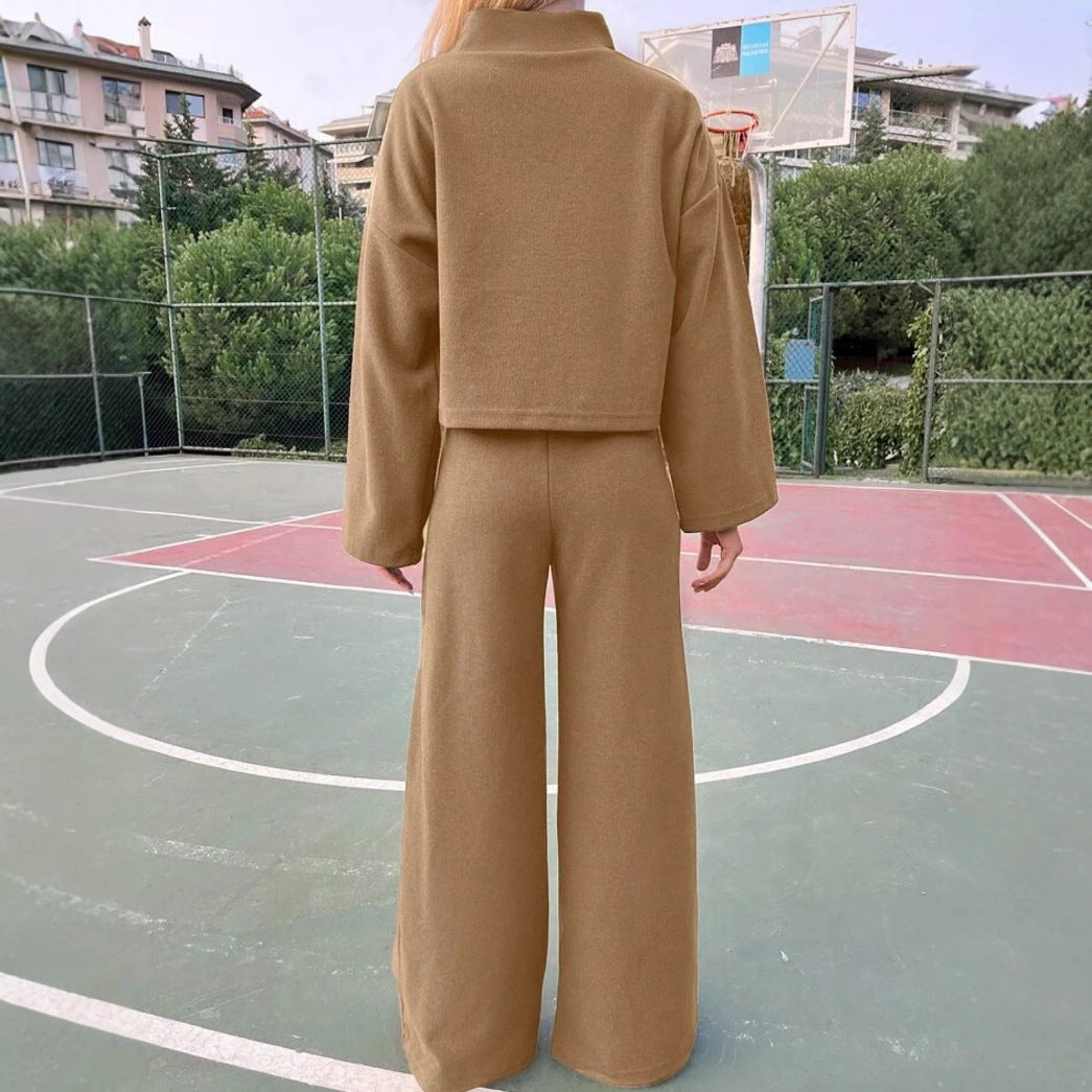 Ensemble Confortable | Haut Court et Pantalon Large | Look Décontracté Chic | Idéal pour Détente ou Ville