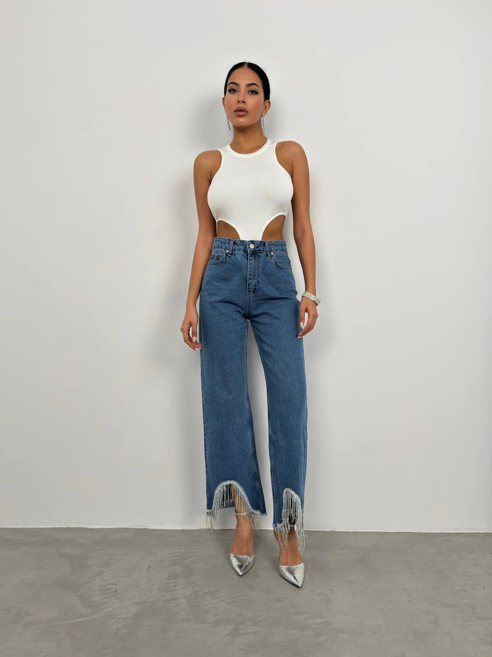 Jean à Franges | Denim | Taille Haute | Idéal pour festivals et brunchs d’été