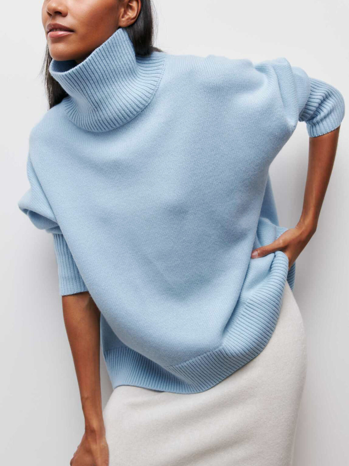 Pull Col Montant Femme | Maille Oversize Confortable | Parfait pour Saison Froides et Tenues Élégantes
