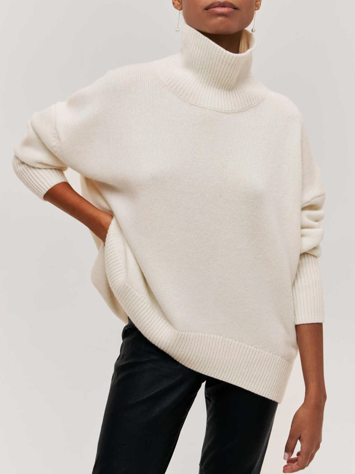 Pull Col Montant Femme | Maille Oversize Confortable | Parfait pour Saison Froides et Tenues Élégantes