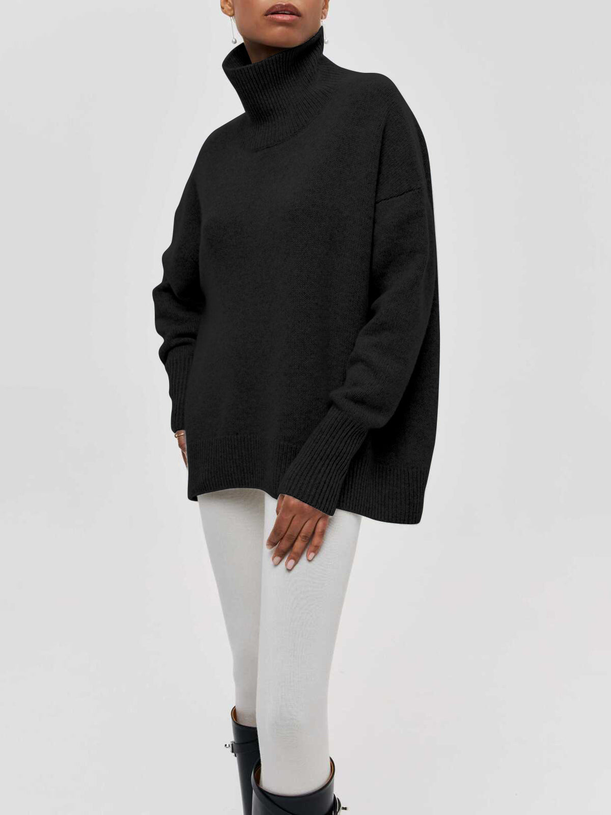 Pull Col Montant Femme | Maille Oversize Confortable | Parfait pour Saison Froides et Tenues Élégantes