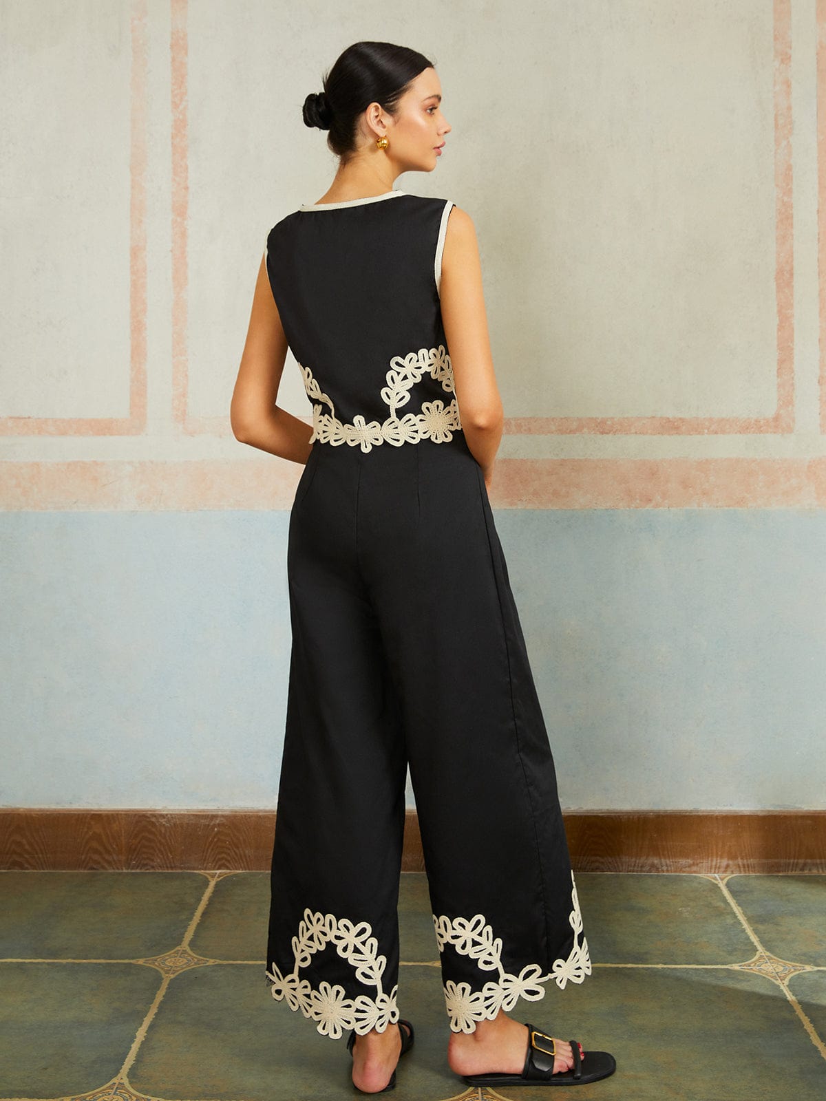 Ensemble Femme Chic | Haut Sans Manches + Pantalon Large | Coton | Parfait pour les soirées d’été et occasions habillées