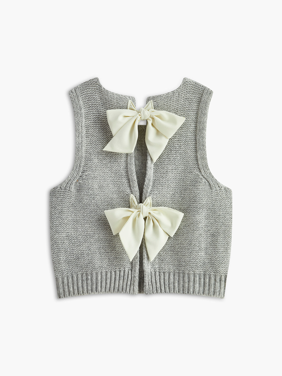 Top Maille | Coupe Courte | Nœuds Satinés | Parfait pour superpositions sophistiquées