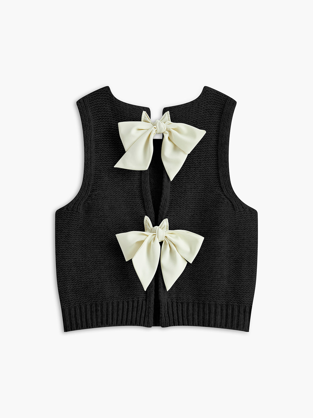 Top Maille | Coupe Courte | Nœuds Satinés | Parfait pour superpositions sophistiquées