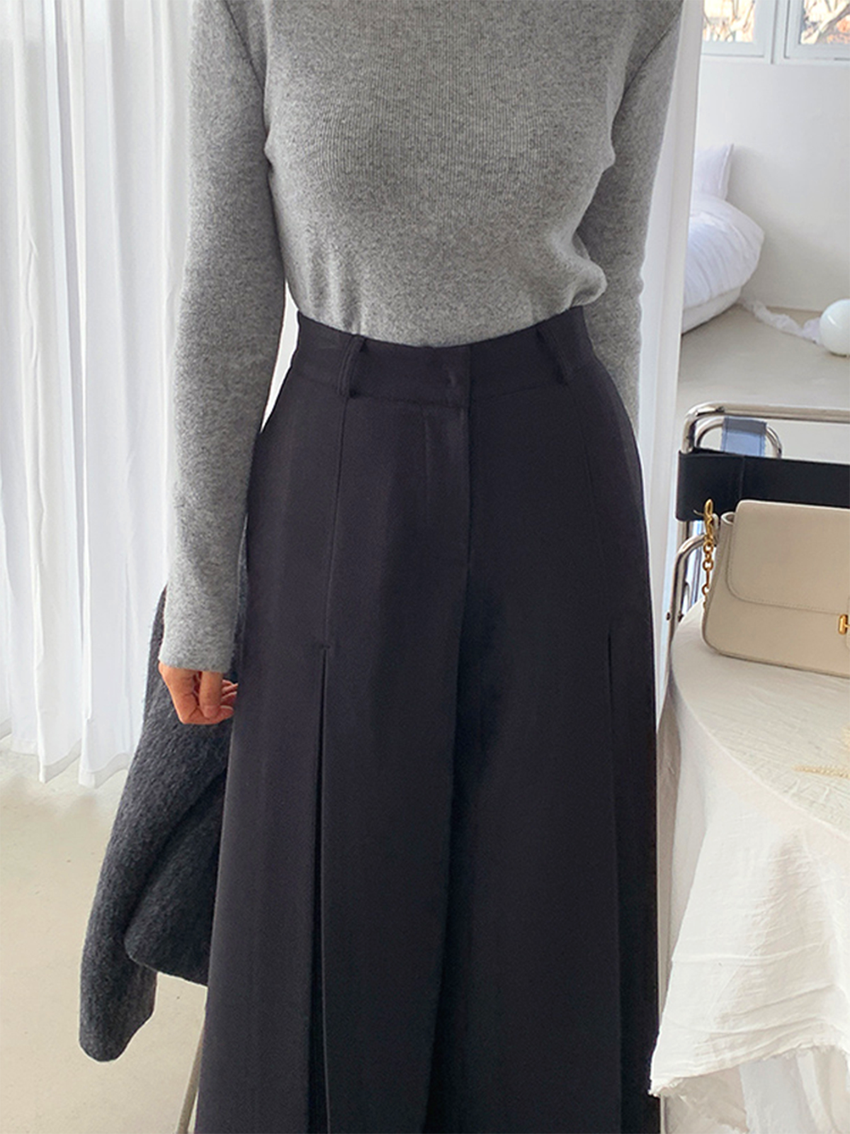 Pantalon Large Femme | Taille Haute | Élégant et Fluide | Pour Bureau ou Sorties Décontractées