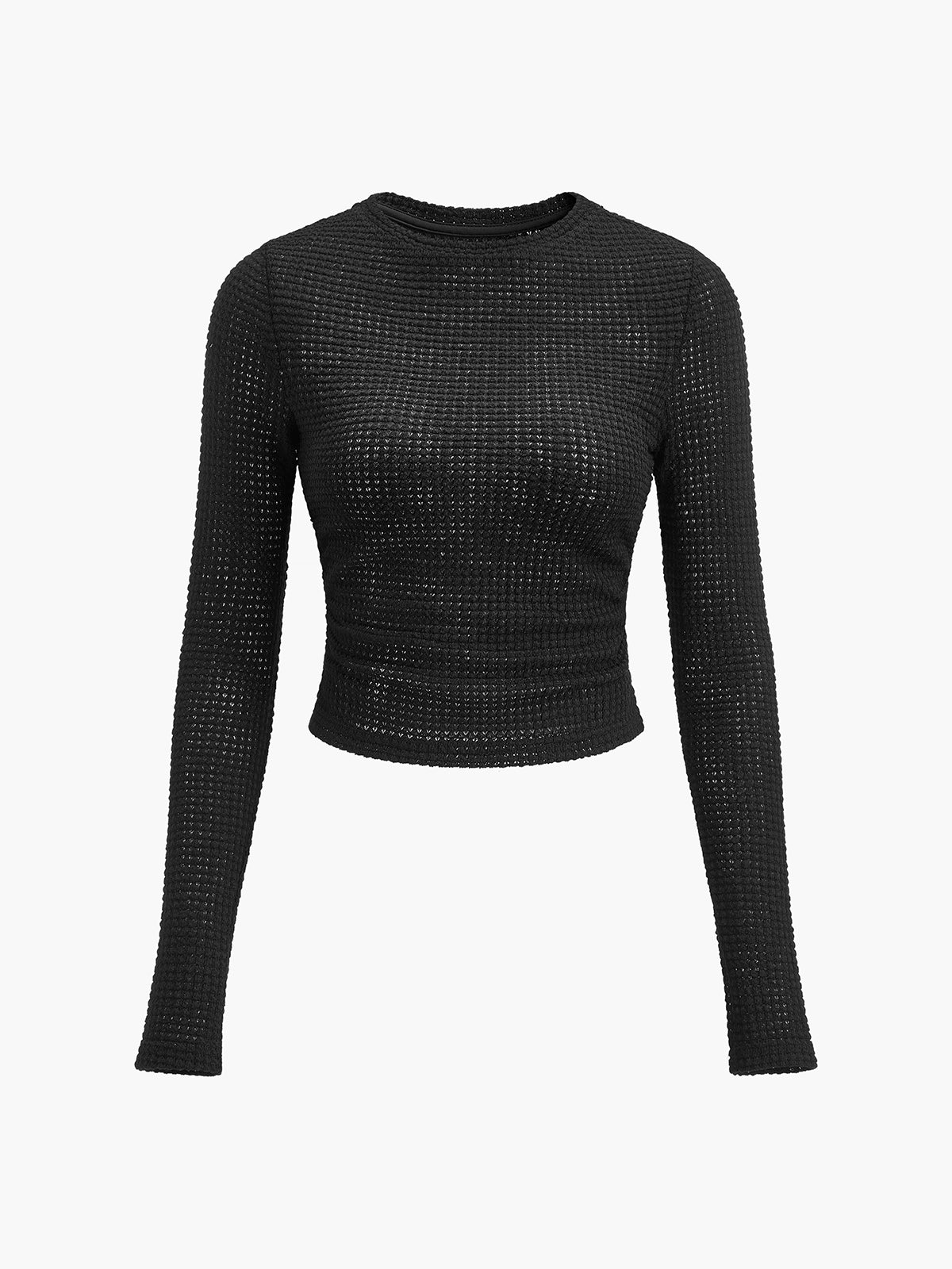 Haut gaufré | Manches longues | Coupe ajustée | Parfait pour look urbain ou casual
