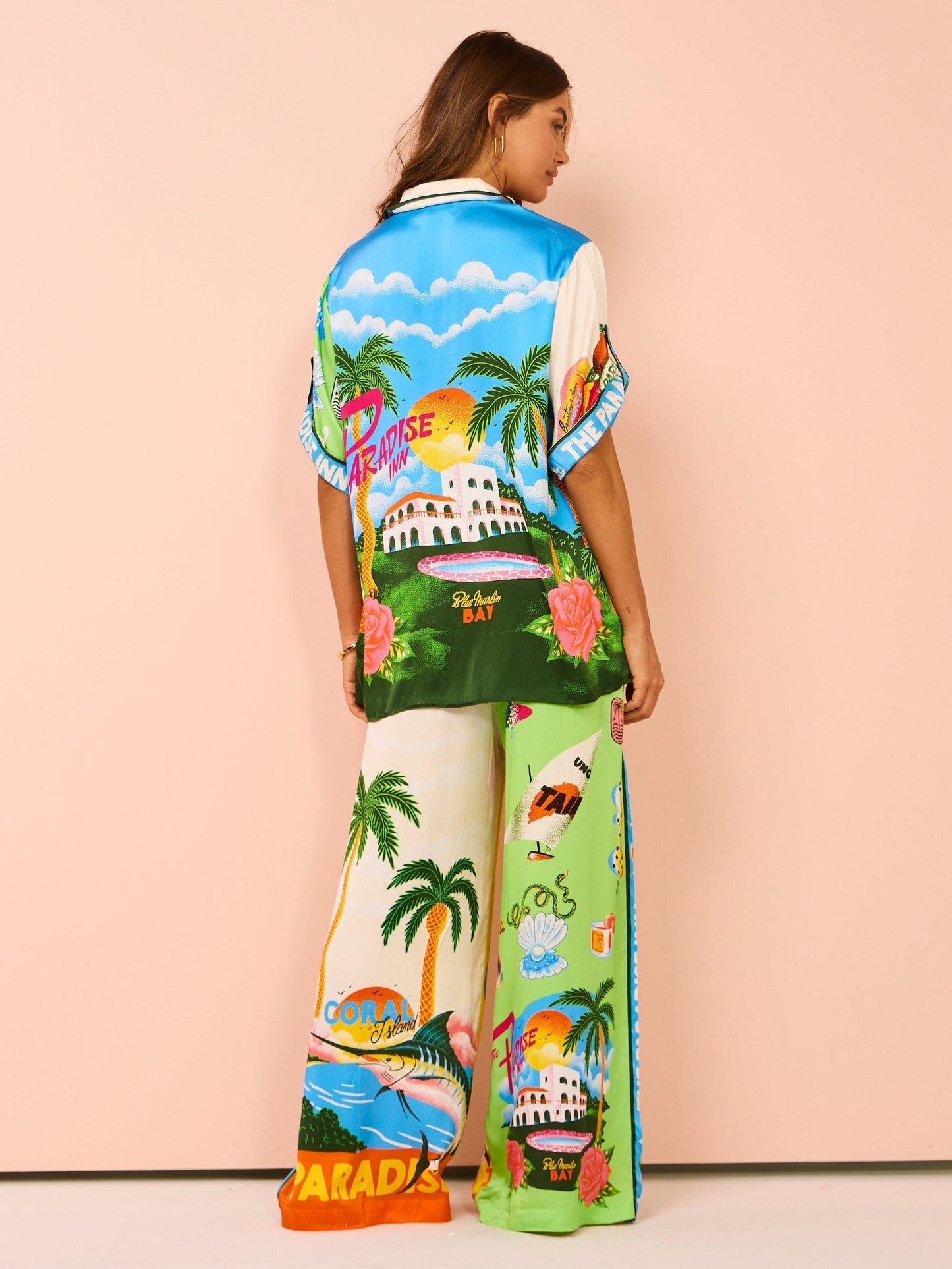 Ensemble Tropical | Viscose Légère | Imprimé Coloré | Parfait pour Vacances au Soleil