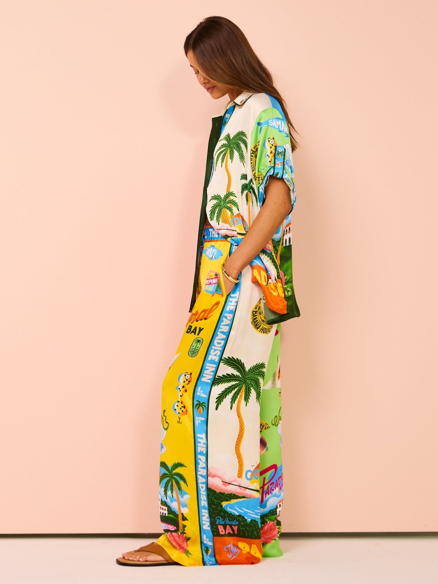 Ensemble Tropical | Viscose Légère | Imprimé Coloré | Parfait pour Vacances au Soleil