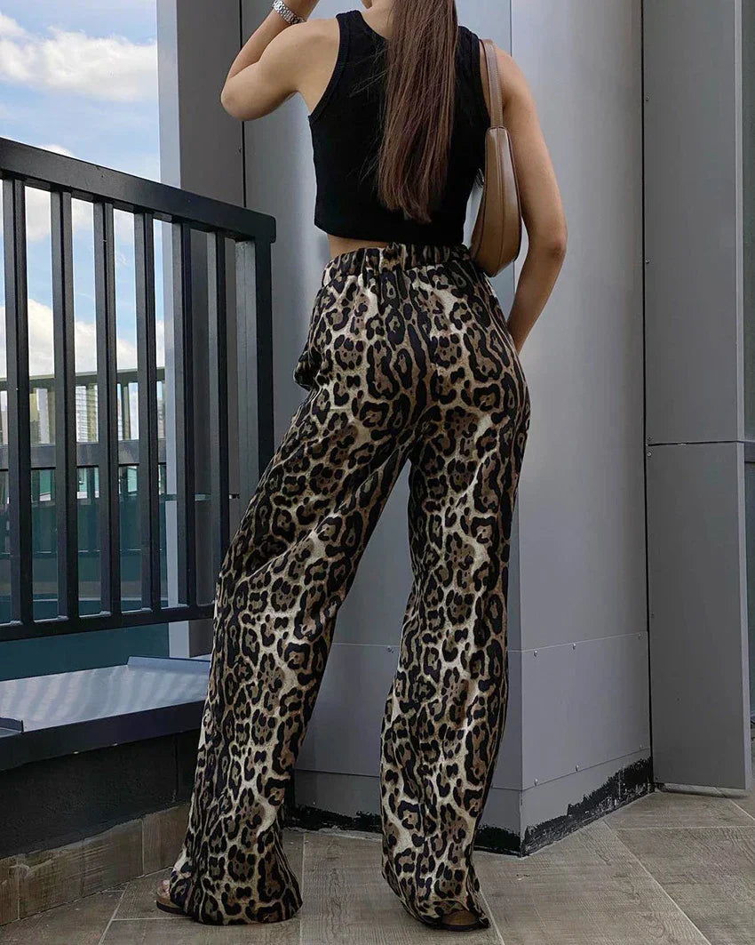 Pantalon Large Imprimé Léopard | Confort & Style | Parfait pour sorties décontractées