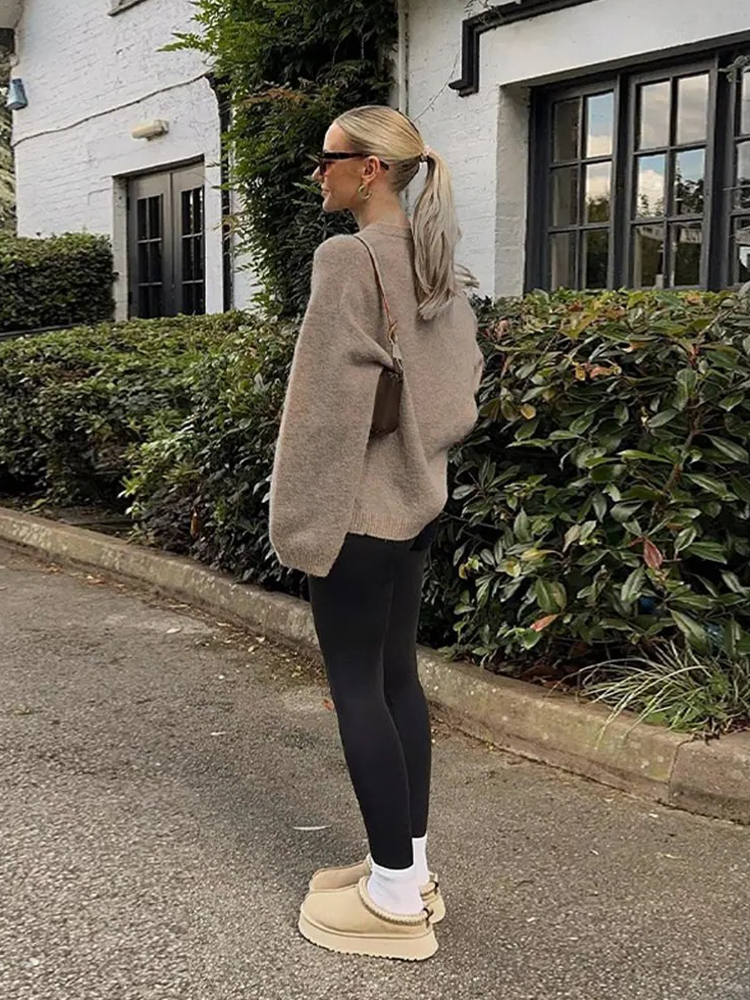 Pull Femme Ample | Col Rond Douillet | Parfait pour Journées d’Automne ou Looks Décontractés