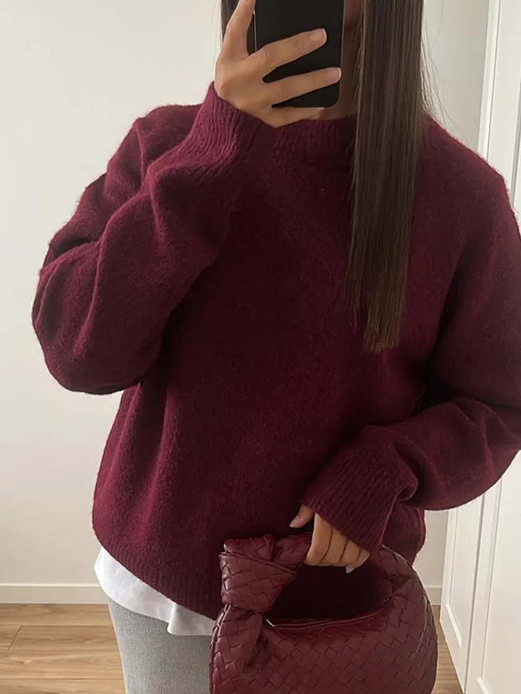 Pull Femme Ample | Col Rond Douillet | Parfait pour Journées d’Automne ou Looks Décontractés