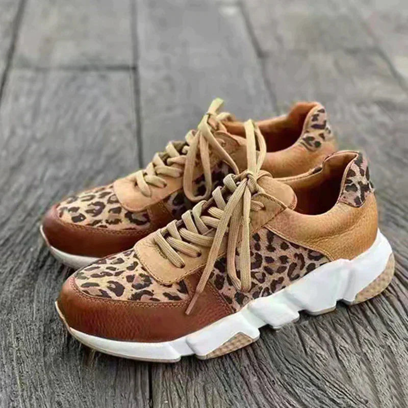 Baskets Femme | Motif Léopard et Semelle Épaisse | Idéales pour looks urbains tendance