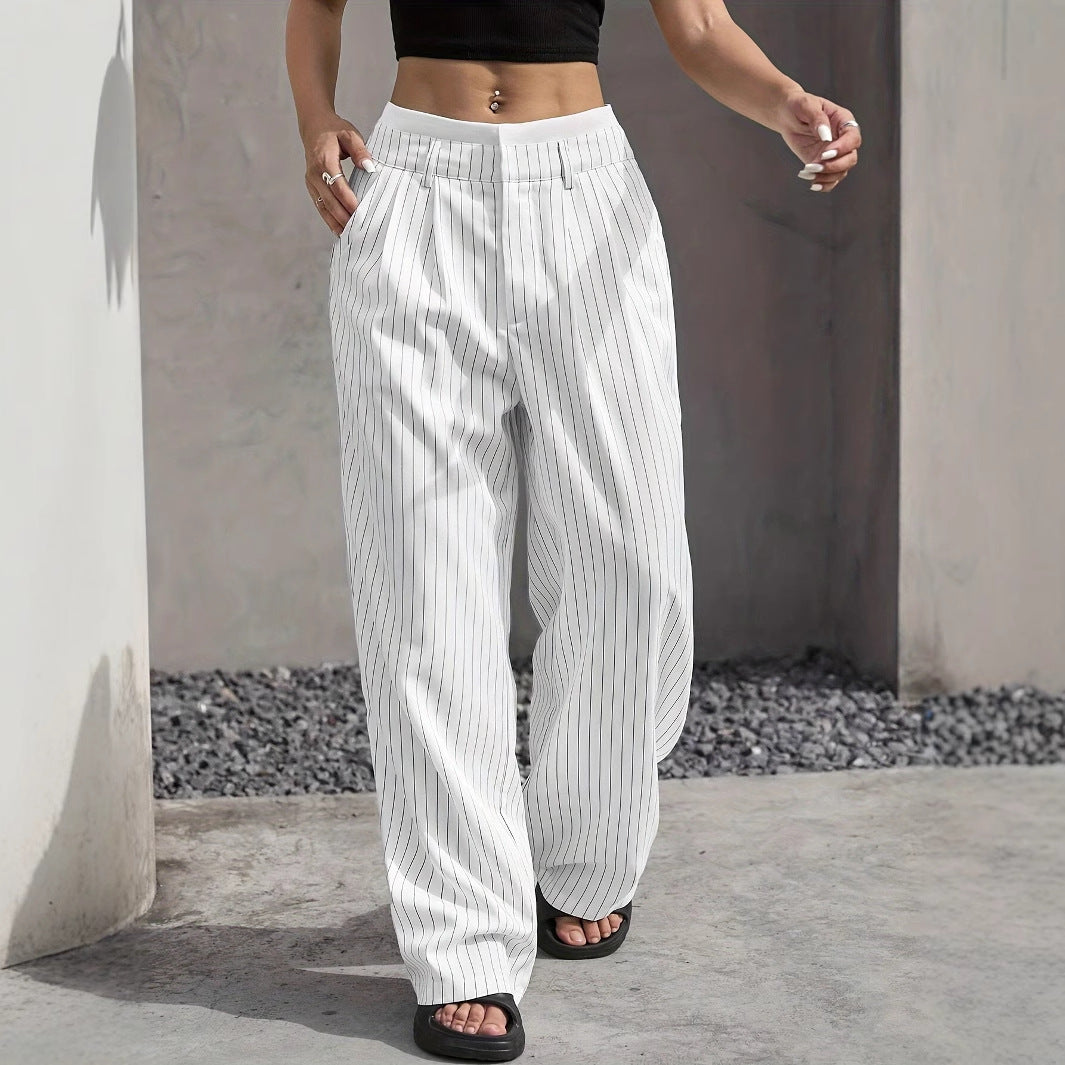 Pantalon | Taille Élastique | Rayures Verticales | Idéal pour un look décontracté et stylé