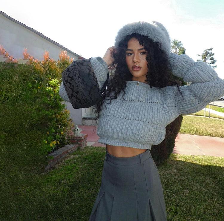 Pull Original | Tricot Structuré | Manches Bouffantes | Parfait pour les Soirées Tendance