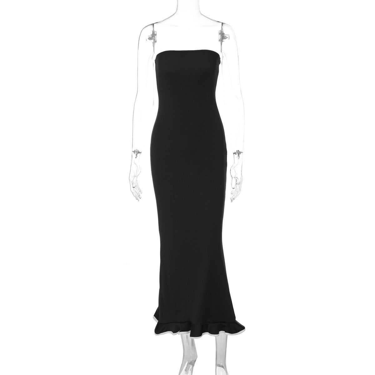 Robe Longue Bustier | Coupe Fluide | Ourlet Ondulé | Idéale pour les soirées et événements d’été