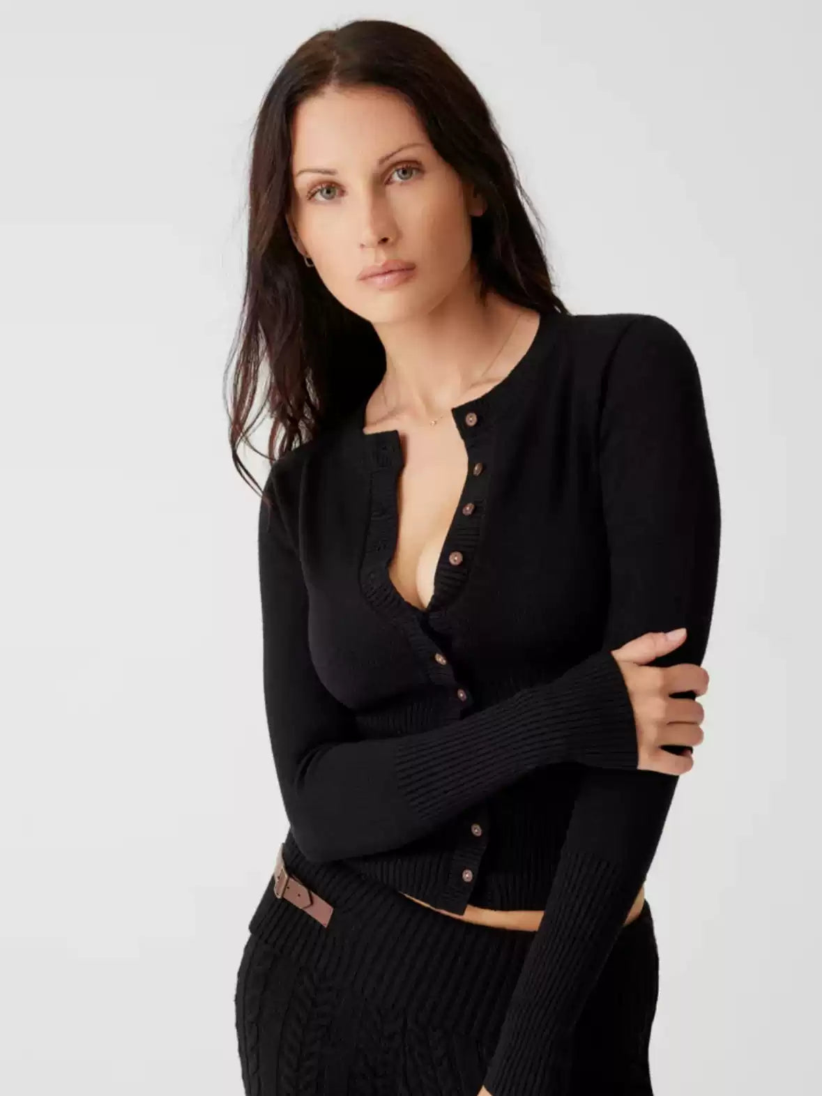 Ensemble Maille | Cardigan Ajusté & Jupe Plissée | Parfait pour automne
