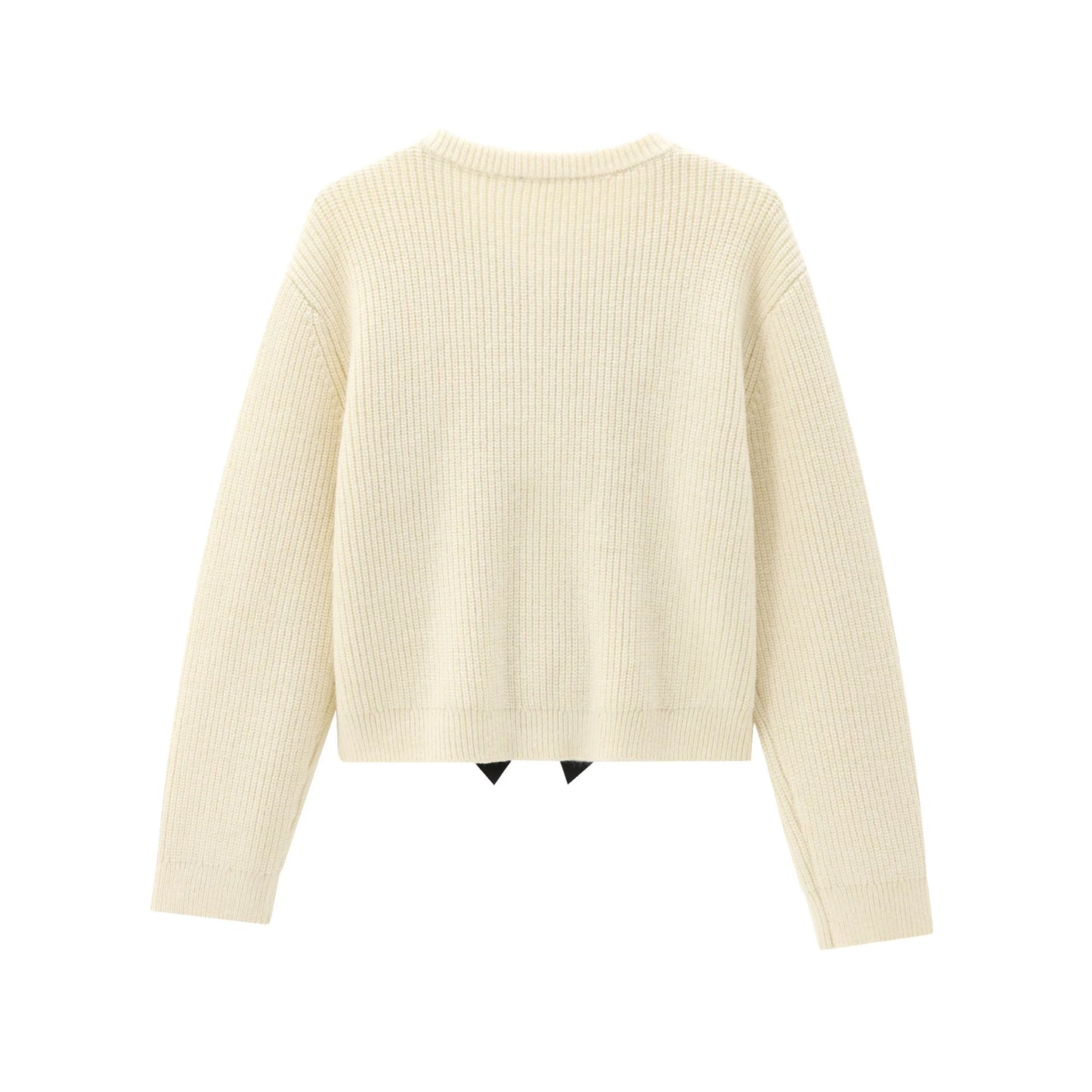 Pull Élégant | Détails Nœuds Satin | Maille Côtelée | Parfait pour un Look Féminin et Chic