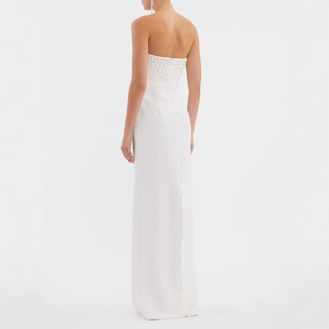 Robe bustier perles | Robe habillée longue | Idéale pour une cérémonie ou une soirée formelle