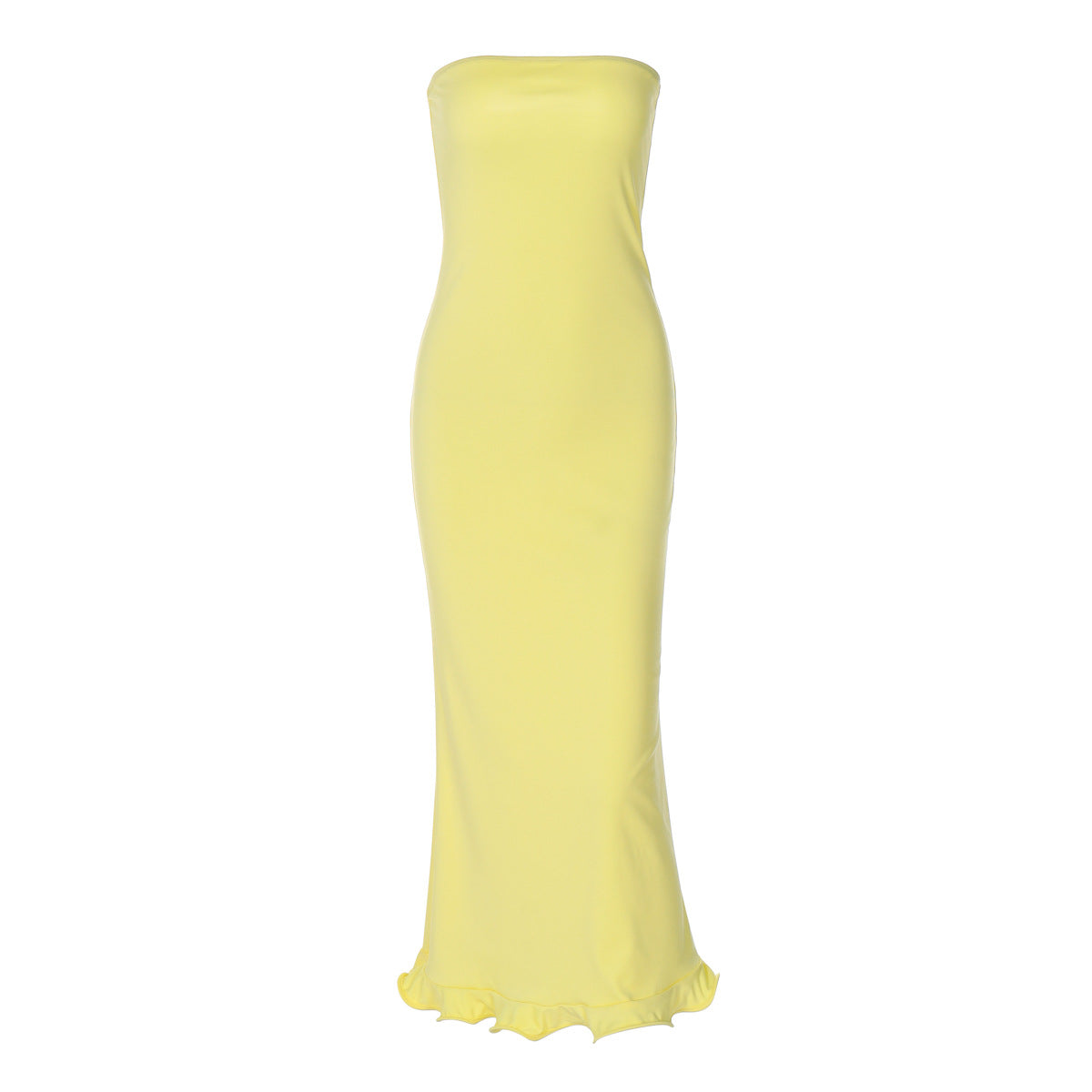Robe Longue Bustier | Coupe Fluide | Ourlet Ondulé | Idéale pour les soirées et événements d’été