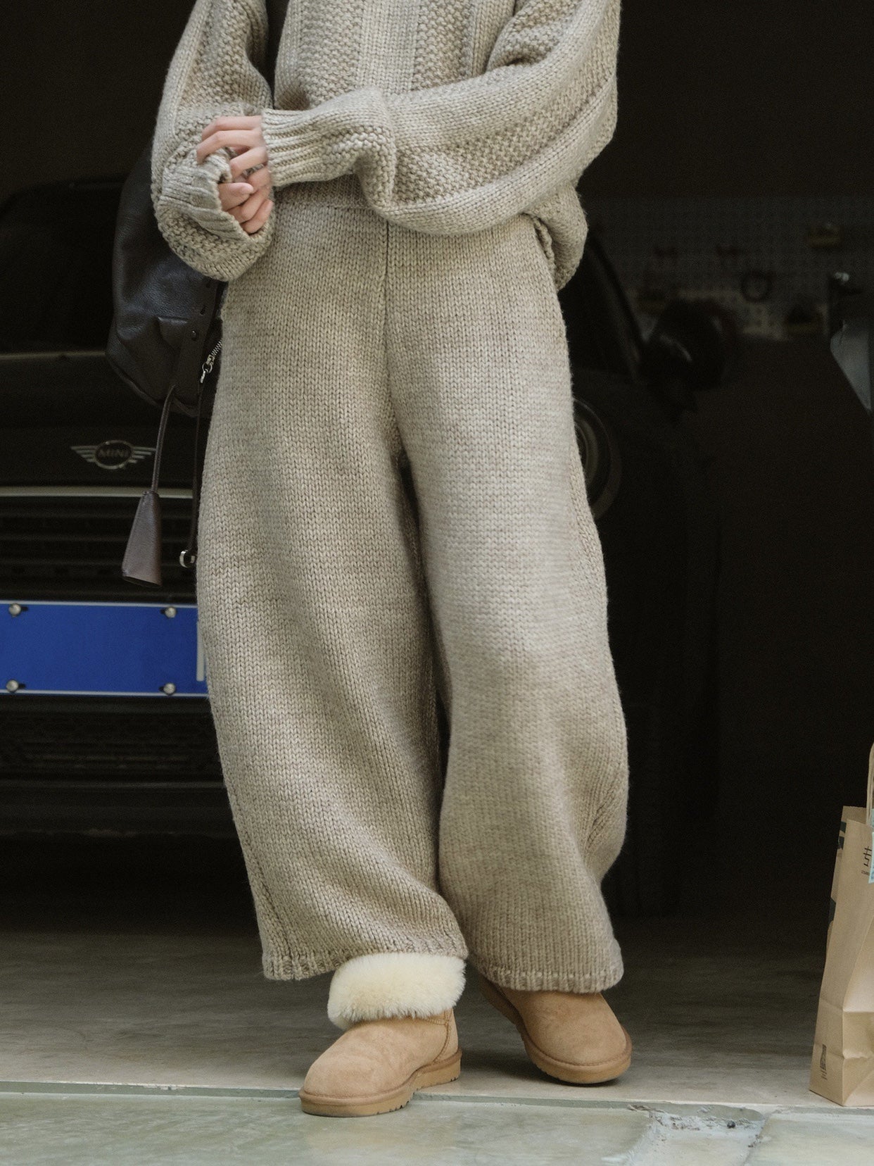 Pantalon Maille | Coupe Large & Confort | Bordure Fourrure | Idéal pour moments cocooning